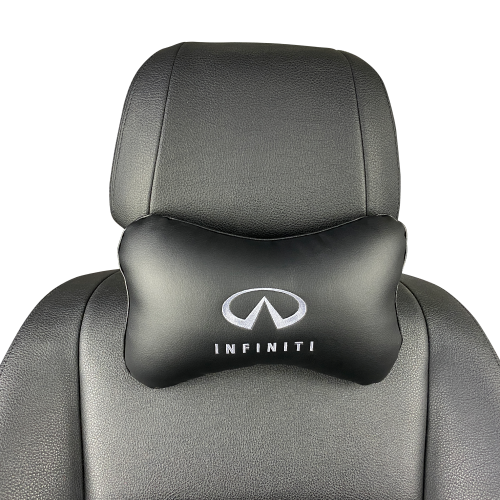 Подушки под шею Подушка под шею черная с вышивкой Infiniti (Серая)