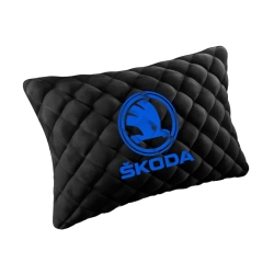 Подушка из алькантары черная с вышивкой 